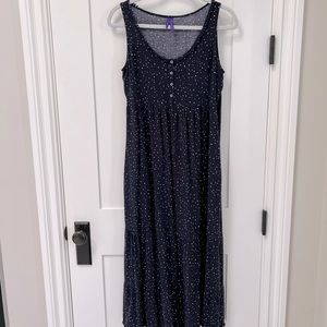Seraphine midi navy polka dot nursing and maternity dress